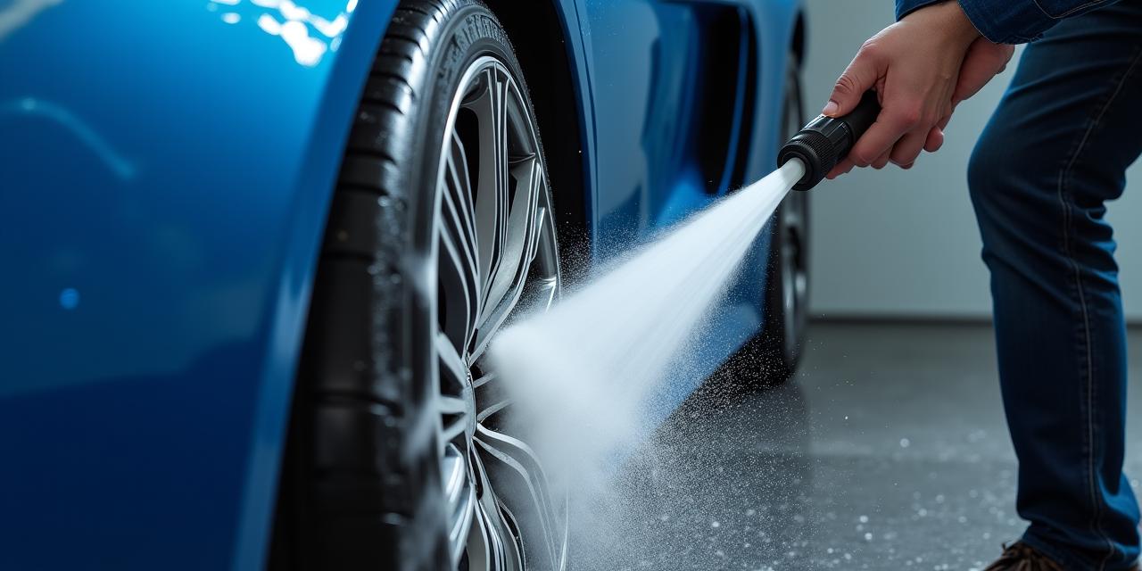 Professional detailing process removing salt from a luxury car